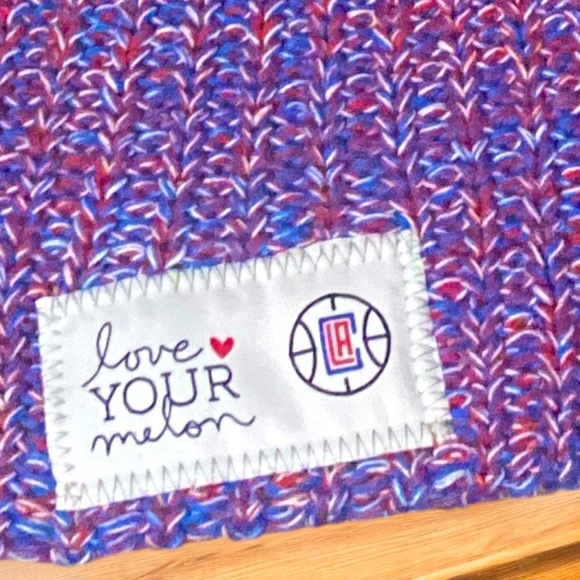 NBA LA Clippers “Love ❤️ Your Melon” Chunky Knit Beanie Cap Hat OS Team Colors - Picture 7 of 8